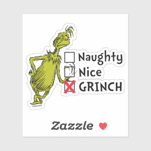 Naughty, Nice of Grinch Sticker (Vel)