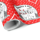 Naughty & Nice Old English Sheepdogs (grijs 1) Cadeaupapier (Rol Hoek)