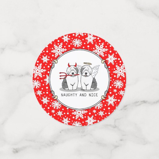 Naughty & Nice Old English Sheepdogs (grijs 1) Confetti (Kleine voorkant)