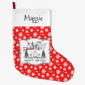 Naughty & Nice Old English Sheepdogs (grijs 1) Grote Kerstsok (Voorkant)