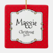 Naughty & Nice Old English Sheepdogs (grijs 1) Keramisch Ornament (Achterkant)