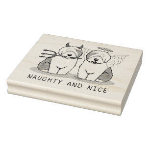 Naughty & Nice Old English Sheepdogs (grijs 1) Rubberstempel