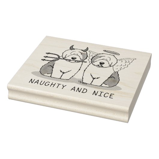 Naughty & Nice Old English Sheepdogs (grijs 1) Rubberstempel (Stempel)
