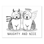 Naughty & Nice Old English Sheepdogs (grijs 1) Rubberstempel (Afrduk)