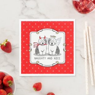 Naughty & Nice Old English Sheepdogs (grijs 1) Servet