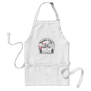Naughty & Nice Old English Sheepdogs (grijs 1) Standaard Schort