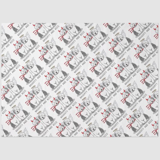 Naughty & Nice Old English Sheepdogs (grijs 1) Tissuepapier (Voorkant)