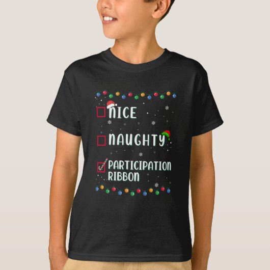 Naughty Nice Participation Ribbon Medal Funny T-shirt (Voorkant)