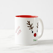 Naughty & Nice Personalized Reindeer Tweekleurige Koffiemok (Voorkant rechts)