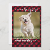 Naughty Nice persoonlijke foto van Red Pset Dog Pe Feestdagenkaart (Voorkant)