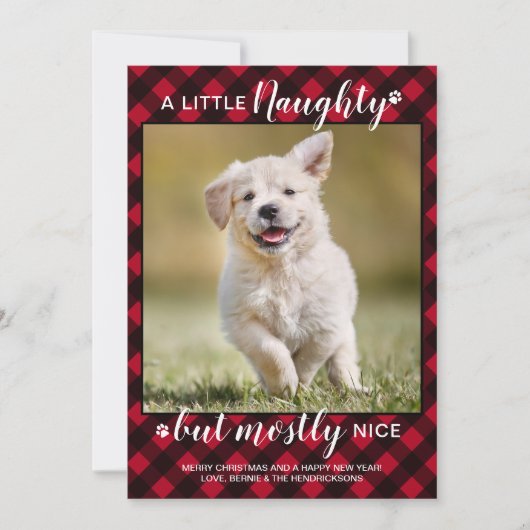 Naughty Nice persoonlijke foto van Red Pset Dog Pe Feestdagenkaart (Voorkant)