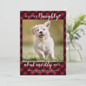 Naughty Nice persoonlijke foto van Red Pset Dog Pe Feestdagenkaart (Staand voorkant)