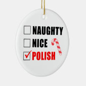 Naughty Nice Poland Candy Cane Ceramic Ornament (Rechts)