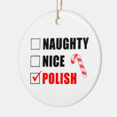 Naughty Nice Poland Candy Cane Ceramic Ornament (Links)