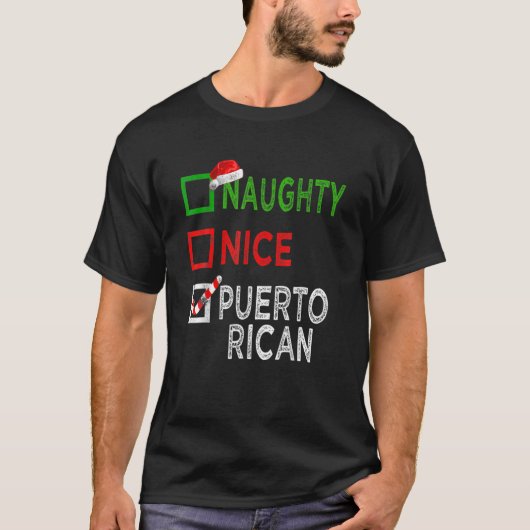 Naughty Nice Puerto Ricaanse kerstpyjama Funny T-shirt (Voorkant)