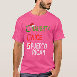 Naughty Nice Puerto Ricaanse kerstpyjama Funny T-shirt