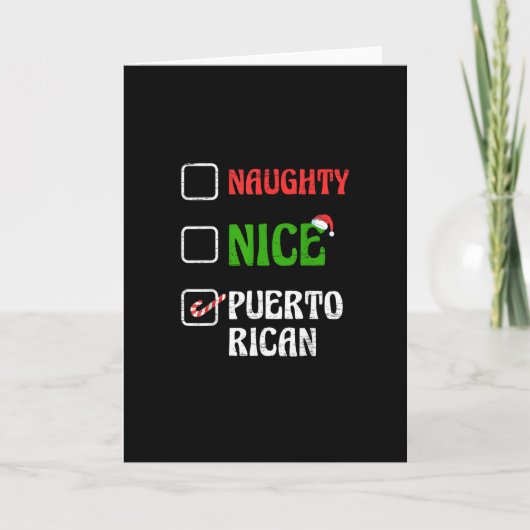 Naughty Nice Puertorican Santa Holiday Sweet Kaart (Voorkant)