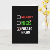 Naughty Nice Puertorican Santa Holiday Sweet Kaart (Gele Bloem)