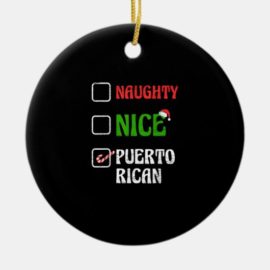 Naughty Nice Puertorican Santa Holiday Sweet Keramisch Ornament (Voorkant)