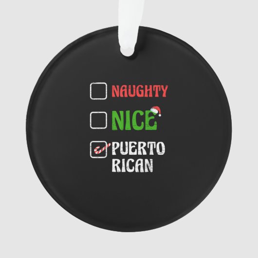 Naughty Nice Puertorican Santa Holiday Sweet Ornament (voorkant)