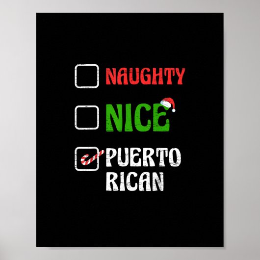 Naughty Nice Puertorican Santa Holiday Sweet  Poster (Voorkant)