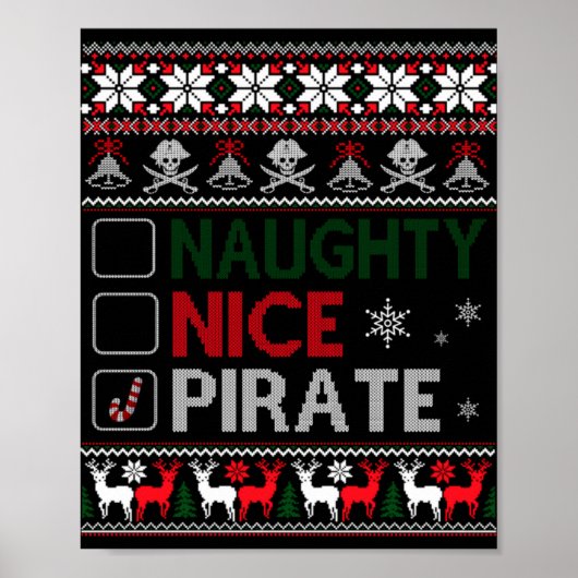 Naughty Nice Rate Funny Christmas Checklist Ugly  Poster (Voorkant)