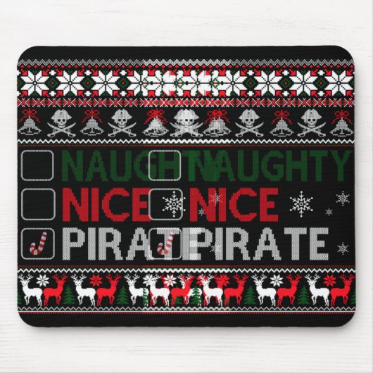 Naughty Nice Rate Funny Christmas Checklist Ugly T Muismat (Voorkant)