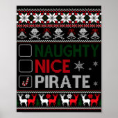 Naughty Nice Rate Funny Christmas Checklist Ugly T Poster (Voorkant)
