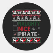 Naughty Nice Rate Funny Christmas Checklist Ugly T Ronde Sticker (Voorkant)