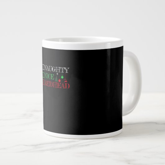 Naughty Nice Redhead Christmas Funny Holiday  Grote Koffiekop (Voorkant rechts)