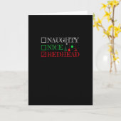 Naughty Nice Redhead Christmas Funny Holiday Kaart (Gele Bloem)