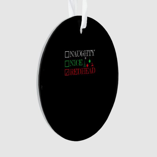 Naughty Nice Redhead Christmas Funny Holiday Ornament (voorkant)