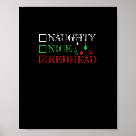 Naughty Nice Redhead Christmas Funny Holiday  Poster (Voorkant)