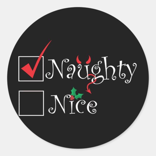 Naughty Nice Ronde Sticker (Voorkant)