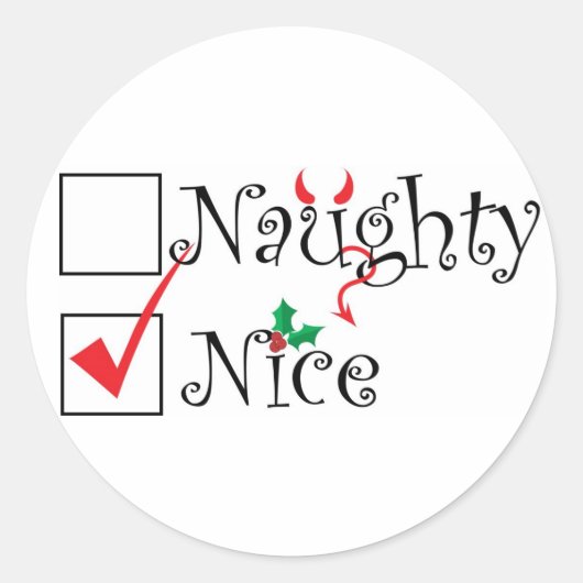 Naughty Nice Ronde Sticker (Voorkant)