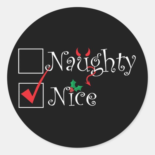 Naughty Nice Ronde Sticker (Voorkant)