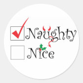 Naughty Nice Ronde Sticker (Voorkant)