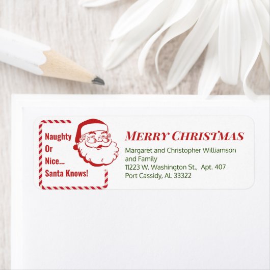 Naughty Nice Santa Kerstkerstrode snoepriet Etiket (Insitu)