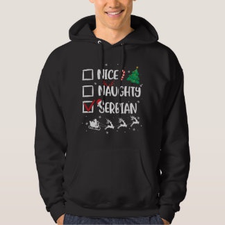 Naughty Nice Serbian Kerstmis Funny Santa Hat Xma Hoodie