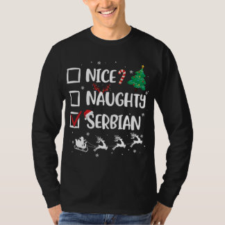 Naughty Nice Serbian Kerstmis Funny Santa Hat Xma T-shirt