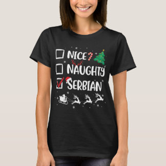 Naughty Nice Serbian Kerstmis Funny Santa Hat Xma T-shirt
