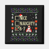 Naughty Nice Six Seven Kids Ugly Christmas Sweater Magneet (Voorkant)