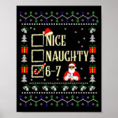 Naughty Nice Six Seven Kids Ugly Christmas Sweater Poster (Voorkant)