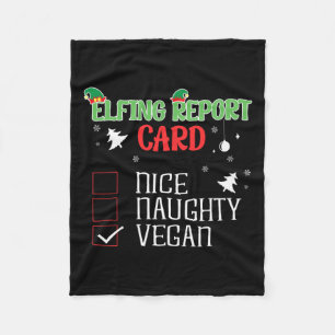 Naughty Nice Vegan Report Kaart bijpassende kerst Fleece Deken