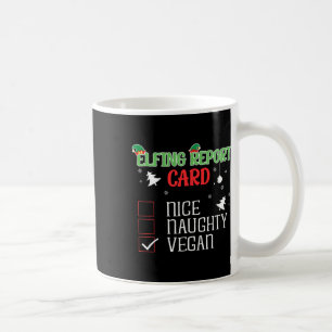Naughty Nice Vegan Report Kaart bijpassende kerst Koffiemok