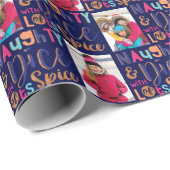 Naughty & Nice | Vrolijke kleurrijke kerstfoto Cadeaupapier (Rol Hoek)