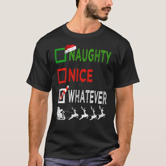 Naughty Nice Wat kerstpyjama ook is Funny Sant T-shirt (Voorkant)