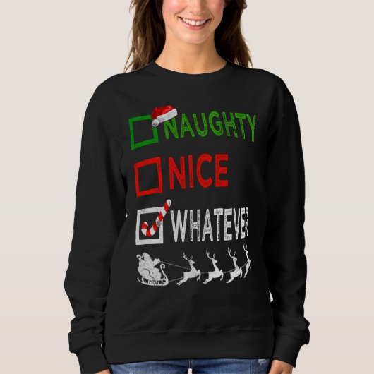 Naughty Nice Wat kerstpyjama ook is Funny Sant Trui (Voorkant)
