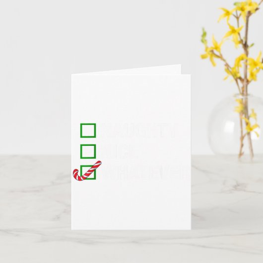 Naughty Nice Whatever, Cool Christmas Funny Quotes Kaart (Gele Bloem)