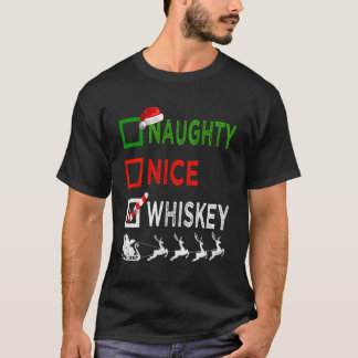 Naughty Nice Whiskey-kerstpyjama Funny Santa T-shirt